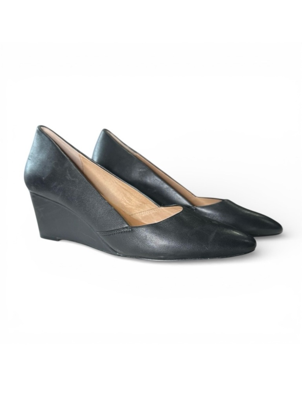 Corso Como Larae Black Leather Wedge Pump